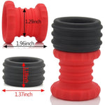 Double Penis Ring For Men - Red + Black Silicone Cock Ring For Harder Longer Stronger Erections - Erection Enhancing Sex Toy