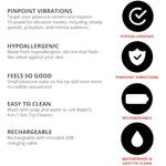 Adam And Eve 10 Function Silicone Rechargeable Finger Vibrator, 10 Speed Adjustable Stimulator, Insertable Bullet Sex Toy For Women, Waterproof Powerful Vibrations, Compact 3.39 Inch Design