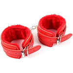 Bondage Sturdy Heavy Duty Plush Leather Bracelet Wrist Belt Cuffs & Clip Chain Sex Tools Bondage Handcuffs Pink