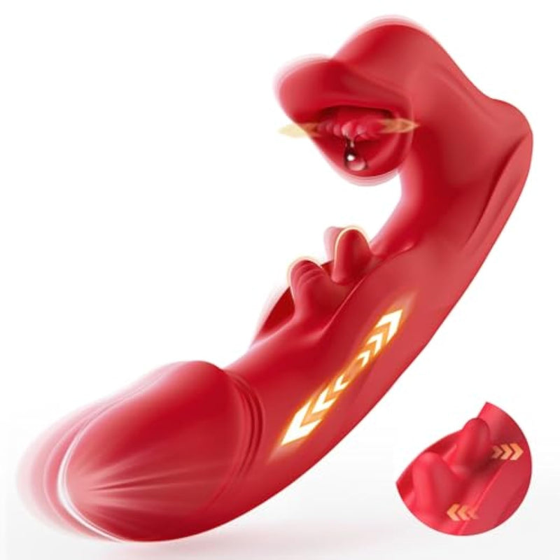 Vibrator Thrusting Dildo Sex Toys For Women - 4In1 Rose Toy With 10 Thrusting, Wiggling, Licking & Vibrating, Rabbit Vibrator For G Spot Clit Anal Stimulator, Adult Sex Toy For Women Couple