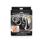 Locking Stainless Steel Chastity Cage W/ 3 Rings, Silver