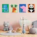 4 Pack Framed Paint by Numbers Kit for Kids Ages 6-12, Animal Canvas Painting Set