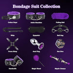 Bdsm Sex Bondage Kit Restraints - 12Pcs Sets With Adjustable Handcuffs Collar Ankle Cuff Blindfold Feather Tickler Anal Plug Adult Games Sex Toys For Men Women Couples Purple