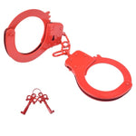 Handcuffs Double Lock Steel Police Edition Professional Grade Handcuffs,Hand Cuffs Cop With Keys (Red)