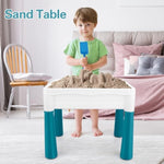 Kids Activity Table, 6-In-1 Play Table Chair Set - Adjustable Height, Storage Box, 105Pcs Marble Run Building Blocks, Water & Sand Table Playset Toy Gift For Toddlers
