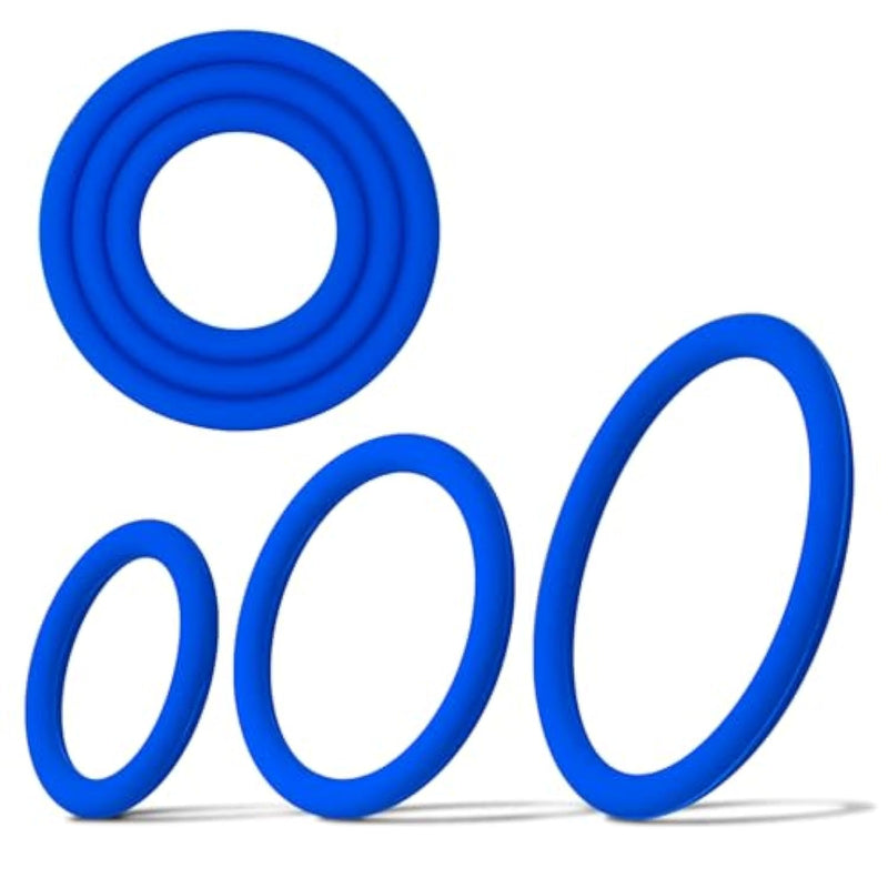 Pocket Silicone Penis Rings Kit, 3 Different Sizes Cock Rings Set Sex Toy For Men (Blue)