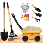 Kids Wagon With Beach And Garden Tools Set, Kids Shovel For Digging, Rake, 8Pcs Gardening Outdoor Toys For Ages 3-4