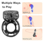 Vibrating Cock Ring Penis Ring Vibrator Clitoral Stimulator Penis Erection Enhance Soft Silicone Adult Male Sex Toy& Games For Male Training Longer Harder Stronger (Blue&Black)