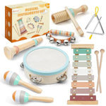Montessori Toys For 1 2 3 Year Old - Wooden Toys Baby Musical Instruments, Neutral Colors Percussion Instruments Set With Modern Boho Xylophone For Toddlers 3+ Music Education