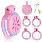Ergonomic Male Chastity Cage With 4 Sizing Rings & 2 Keys, Flat Breathable Daisy Design, Hidden Lock Chastity Device Bondage Sex Toy For Men And Couples (Pink,Cage)
