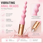 Vibrating Anal Beads Sex Toys for Women Men, 10 Vibration Modes Silicone Butt Plug Prostate Massager, USB Rechargeable Adult BDSM Sensory Toys for Couples, Pink