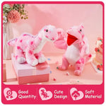 2 Pcs Valentine'S Day Stuffed Animals Toy Love Plush Dinosaur Stuffed Animal Holding Heart Kawaii Pink Dinosaurs For Boys Girls Xmas Gift Soft Dinosaur Plush For Valentine Party(Cute)