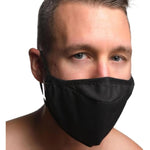 Mouth-Full Premium Silicone Dildo Face Mask For Men Women & Bdsm Couples. Breathable Cotton Face Mask With Hidden Silicone 2.8 Inch Dildo Gag. Machine Washable - Black