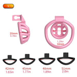 Lightweight Male Chastity Cage Sex Toys Cock Cage Contains 4 Different Curved Rings Chastity Device With Invisible Lock To Punish Man'S Penis Hollowed Out And Breathable Resin Penis Cage (L,Pink)