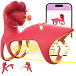 Vibrating Cock Ring Sex Toys For Couples Men - App Remote Control Vibrators Penis Sleeve With Tongue Clitoral Vibrator, Adult Toy Penis Ring Cock Sleeve, Sex Toy For Women Male Penis Extender, Red