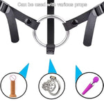 Sm Chastity Belt, Pu Chastity Pants With Penis Cock Rings, Adjustable Dildo Harness, Male Chastity Device Accessory Cock Cage Set, Chastity Cage Trainer Belt Bondage Sex Toy (Xl)