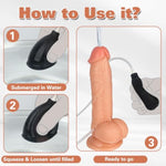 Realistic Squirting Dildo for Hands-Free Play, 7.4'' Ejaculating Toy with Strong Suction Cup and Curved Shaft