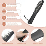 2 In 1 Sex Spanking Paddle For Adult, Pu Leather Paddle With Single Sided Rivets For Couples Play, Slut Spank Paddle Whip Flogger For Bedroom, Sm Sex Toys Flirt For Women Men Extreme Love