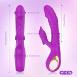 Thrusting Tapping Rabbit Vibrator, Silicone G Spot Clitoral Dildo Vibrator, Triple Stimulation With 8 X 8 X 6 Modes, Waterproof & Rechargeable Adult Sex Toys For Women And Couple (Purple)