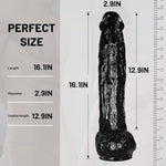 Oversize Realistic Dildo Adult Sex Toy For Women, G Spot Anal Stimulator, Suction Cup, Body-Safe Material (Black)