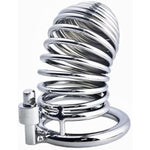 Male Chastity Device Screw Clasp Lightweight Cock Cage Device Premium Metal Silver Locked Cage Sex Toy For Men Removable Base Ring