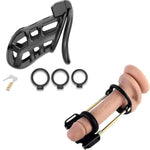 Penis Extender Stretcher Device Male Chastity Cage,Large Cock Cage Device With 3 Sizes Rings And Invisible Lock For Abstinence Man Penis Exercise Training Bondage Adult Sex Toys