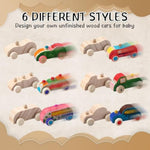 Baby Shower Car Activity Kit with 45 Wooden Cars, 12 Markers & Display Sign