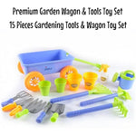 Garden Wagon & Tools Toy Set Premium 15 Pcs Kids Gardening Tools & Wagon Toy Set - Sturdy & Durable - Top Yd, Beach, Sand, Garden Play Set For Kids & Toddlers