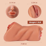 3 In 1 Pocket Pussy Male Masturbators With Lifelike Face, Sex Doll With Realistic Textured Mouth Vagina And Tight Anus, Masturbator Male Stroker Deep Throat Oral Adult Sex Toys For Men Pleasure(Brown)