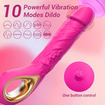Upgraded G Spot Female Vibrator,Soft Silicone Dildo Vibrator,Realistic Thrusting Dildo,Clitoral Anal Stimulator,10 Vibration Modes,High Frequency Motor Vibration,Waterproof,Adult Sex Toy For Women