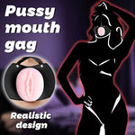 Silicone Pussy Mouth Gag Bdsm Open Mouth Sex Gag Vaginal Gags With Adjustable Leather Belt Male Masturbation Bondage Gear Accessories Restraints Kinky Couple Toys Games For Women Men Couples