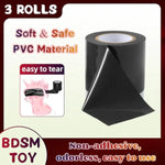 Sex Bondage Restraints Tape Set 3 Rolls Bdsm Tape Pvc Static Electrostatic Kits Sex Game Play For Couples Adult 32Ft (Black)