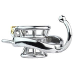 Chastity Cage Lock Set With Penis Ring And Leather Belt Small Steel Cock Cage Devices Hollow Adult Bdsm Bondage Sex Toys (Curved+Belt-55Mm)