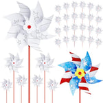 100 Pcs 4th of July DIY American Flag Pinwheels, Patriotic Craft Party Supplies