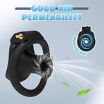 Inverted Chastity Cage For Men Lightweight Breathable Resin Cock Cage With 4 Size Rings Secure Locking Chastity Devices Penis Cage For Male Bondage & Restriction Neutral Packaging (Black)