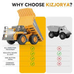 Remote Control Dump Truck, Rc Construction Vehicle For Kids With 9 Channel Metal Bed Light Sound & Rechargeable Battery, Electric Transport Garbage Truck Toy For Toddlers Boys Girls Age 6+