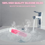 8 Inch Liquid Silica Gel Luminous Realistic Dildo With Flared Suction Cup Base For Hands-Free Play, Flexible Dildo With Curved Shaft And Balls For Vaginal G-Spot And Anal Prostate,Pink