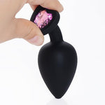3 Pcs 3 Sizes Silicone Anal Plugs, Jeweled Butt Plug, Anal Trainer Toys, Heart Butt Plugs, Pink