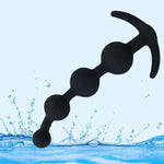 Silicone Anal Beads Butt Plug-Flexible Anal Chain With Different Size Anal Balls,Silicone Butt Plug With Thin Neck & 4 Gradual Beads & Curved Base Butt Plug G-Spot Stimulation Sex Toy For Women Men