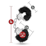 Blush Temptasia 11" Black Plush Fur Handcuffs - Soft Faux Fur Bondage Cuffs For Couples - Adjustable Stainless Steel Metal Restraints - Keys & Safety Release - Kinky Bdsm Pleasure Cuffs Adult Sex Toy