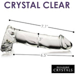 Pleasure Crystals 7.1" Glass Dildo With Balls For Men, Women & Couples. Realistic Texture, Latex-Free And Phthalate-Free, Ideal For Temperature Play. 1 Piece, Clear.
