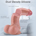 2.6' Diameter Thick Realistic Dildos Dual Density Silicone Dildo With Strong Suction Cup Bend Long Penis Sex Toy For Men Women, 11.4 In