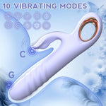 Dildo Thrusting Vibrator Sex Toy For Women - Dildos Vibrator G Spot Vibrator Clitoral Stimulator Dual Rabbit With 10 Powerful Vibration 10 Thrust Modes