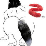 Ooiixx Sexy Fox Tail Cosplay Anal Plug Anal Butt Plug Adult Sex Toys for Women Men Couple Stainless Steel Anal Plug (31" Red)