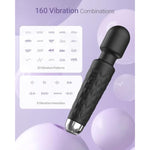 Vibrator Wand, Female Adult Sex Toys, Vibrators For Her, Wand Massager, Clit Stimulator Sex Toy, Dildo, With 8 Speeds Of Pleasure & 20 Patterns, Powerful, Waterproof (Deep Black)