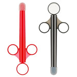 Lube Applicator For Women Man, 2Pcs Injector With 10Ml Scale Smooth Rounded Cap, Reusable, Easy To Clean (Black-Red)