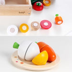 Wooden Pretend Play Foods Set For Kids Kitchen Montessori Cutting Playset Toys With Storage Box
