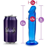 Blush Adult Sex Toys - B Yours, Sweet N Small Realistic 6 Inch Short Dildo - 1.5 Inch Wide Strap On Ready Suction Cup - Body Safe, Non Porous Soft - Pegging, Anal - Women Men Couples - Blue
