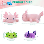 Axolotl Plush Toy Set For Ages 3 4 5 6 7 8+ Year Old - Axolotl Mommy & 4 Slap Bracelets Baby Axolotls, Soft Stuffed Animals, Christmas Birthday Gifts For Boys And Girls