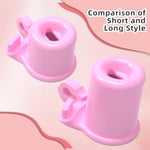 Inverted Chastity Cage Micro Slave Sex Toy Set with 4 Cock Rings and Key - Large, Pink